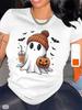 Fashion Women Retro Creative Ghost Print T Shirt Funny Casual O-neck Short Sleeves T-shirt Summer Female Tee Shirt Halloween Limited Edition