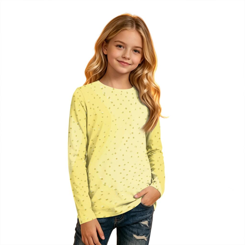 Kids' Long Sleeve Neck Printed T-Shirt Casual Top for Boys and Girls