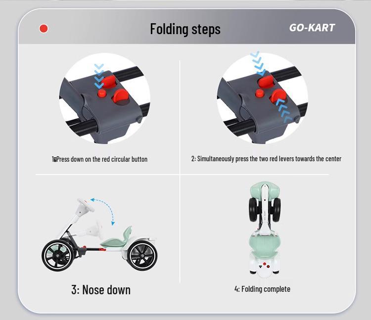 Go-Kart Elétrico Dobrável Carro de Passeio para Crianças 2-8 Anos - Não Requer Instalação