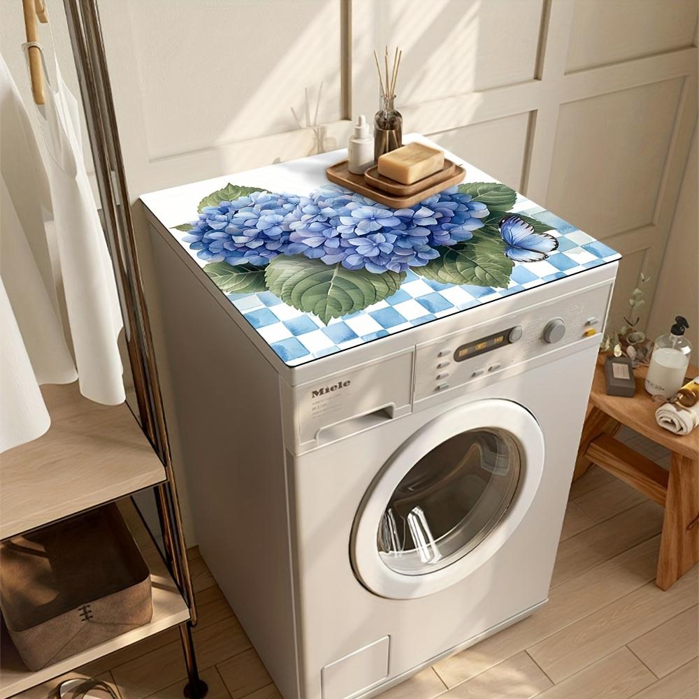 1Pcs Rubber Drying Mat With  Blue Flower  Print For Coffee Shop Restaurant Kitchen Carpet Tableware Durable Diatom Mud Table Mat Pet Mat Coffeeware