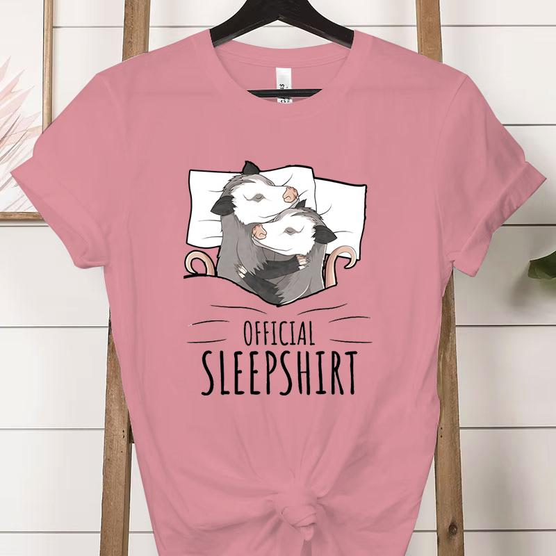 Opossum Official Sleepshirt Graphic T Shirts Women Cute Possum Lover Gift Fashion Casual Tshirt Sleeping Possum Classic Tops