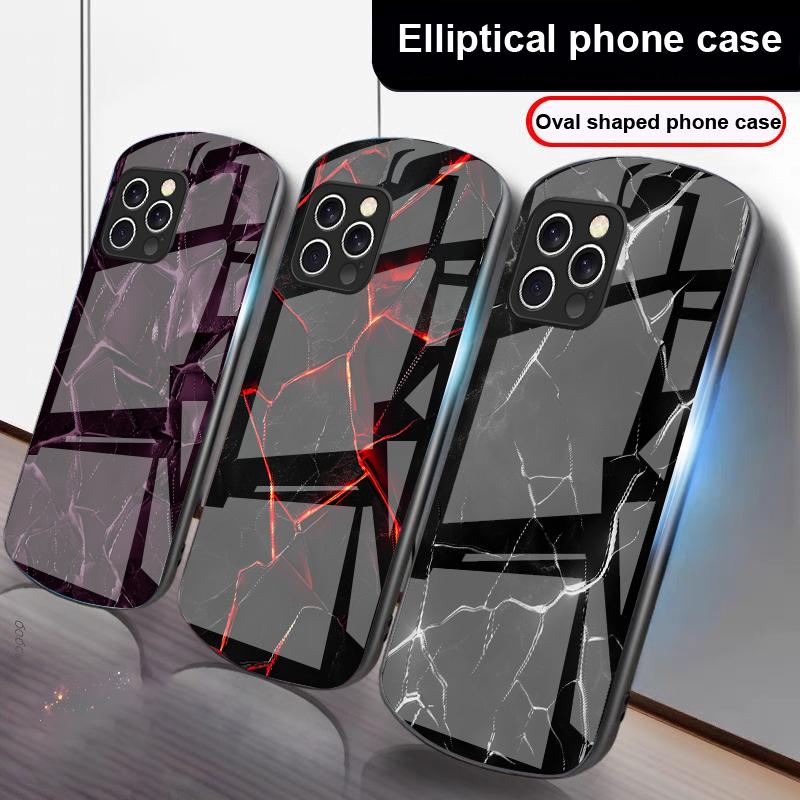 Patrón de textura de lava roja Para iPhone 16 15 14 13 Plus 12 mini 11 Pro Max XR Xs Max X 7 8 6 6S 2022 Funda de teléfono de cristal elíptica