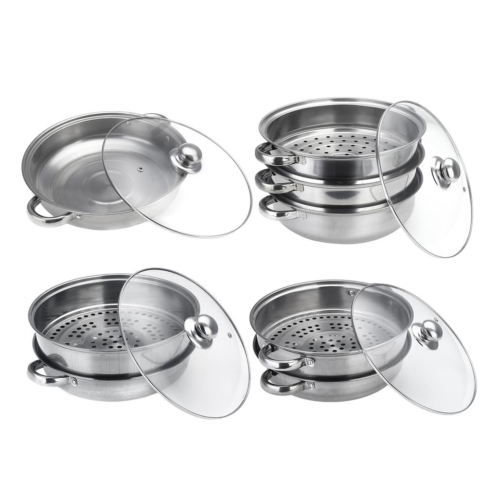 3Tier 28cm Steamer Cooker Steam Pot Set Stainless Steel Kitchen Cookware Hot Pot 3Tier 28cm Steamer Cooker Steam Pot Set Stainless Steel Kitchen Cookware Hot Pot