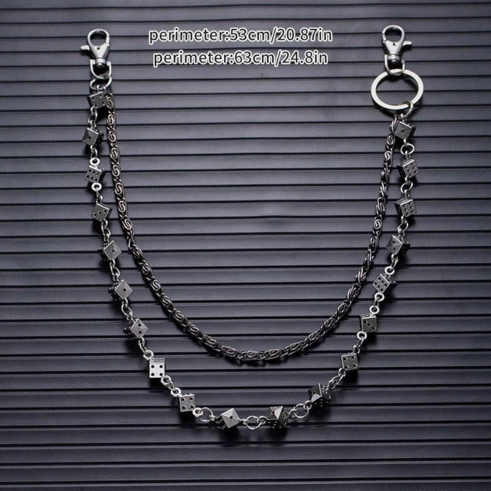 European and American Dark Punk Style Dice Skull Pants Chain Waist Chain Bracelet Necklace Jeans Chain Trendy Cool Personality Hip Hop Accessories