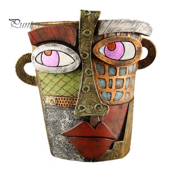 

Абстрактное лицо, горшок для цветов, смоляная голова, Пикассо, бруталистский цветной горшок для растений, для комнатных и уличных растений, домашний декор S