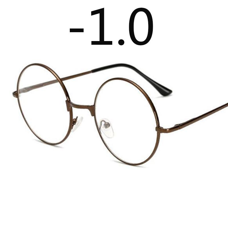Round Glasses Woman Men Glasses Retro Myopia Optical Metal Frames Clear Lens Black Silver Gold Eyeglasses -1.0 -1.5 -2.0 To -4.0