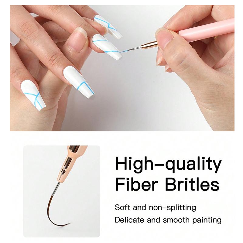 5Pcs Nail Art Liner Brush Set Uv Gel Nail Brushes Kits French Stripe Line Painting Drawing Flower Pen Professional Manicure Tool