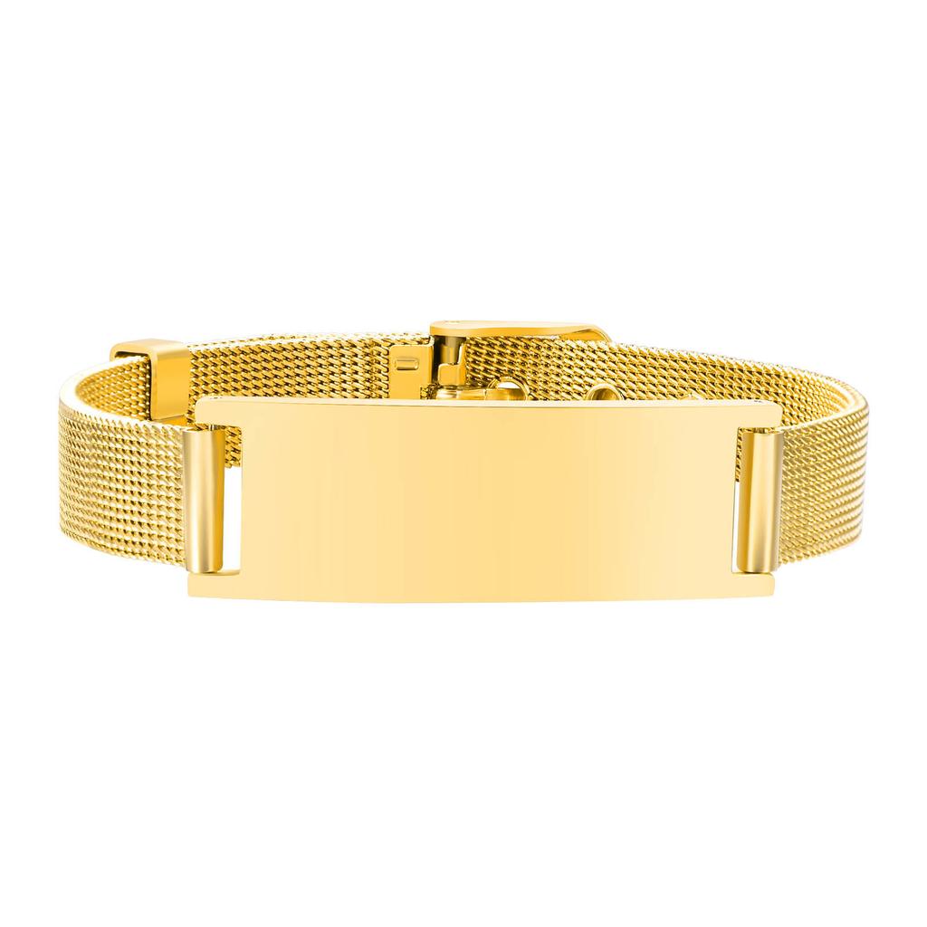 Free Personalized Medical Alert ID Bracelets for Men, Waterproof 10mm/16mm Wide Stainless Steel Mesh Band Wristband ICE Jewelry