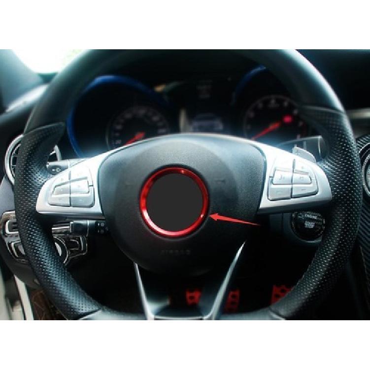 For Mercedes-Benz GLC 2016- Red Alloy Steering Wheel Horn Button Ring Trim