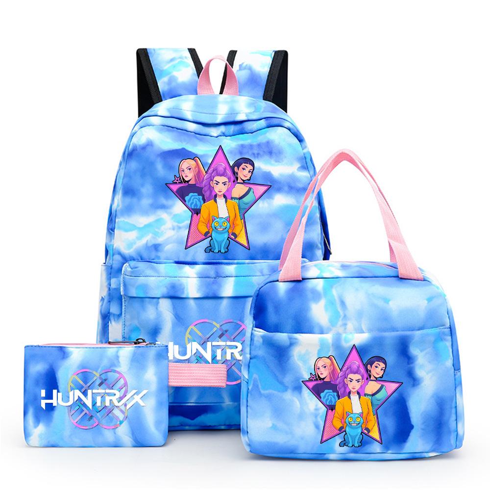 3Pcs/set Cartoon Printed Backpack with Lunch Bag Pencil Case for Teenager Girl Boy Large Capacity Waterproof Bookbag Gift Mochila