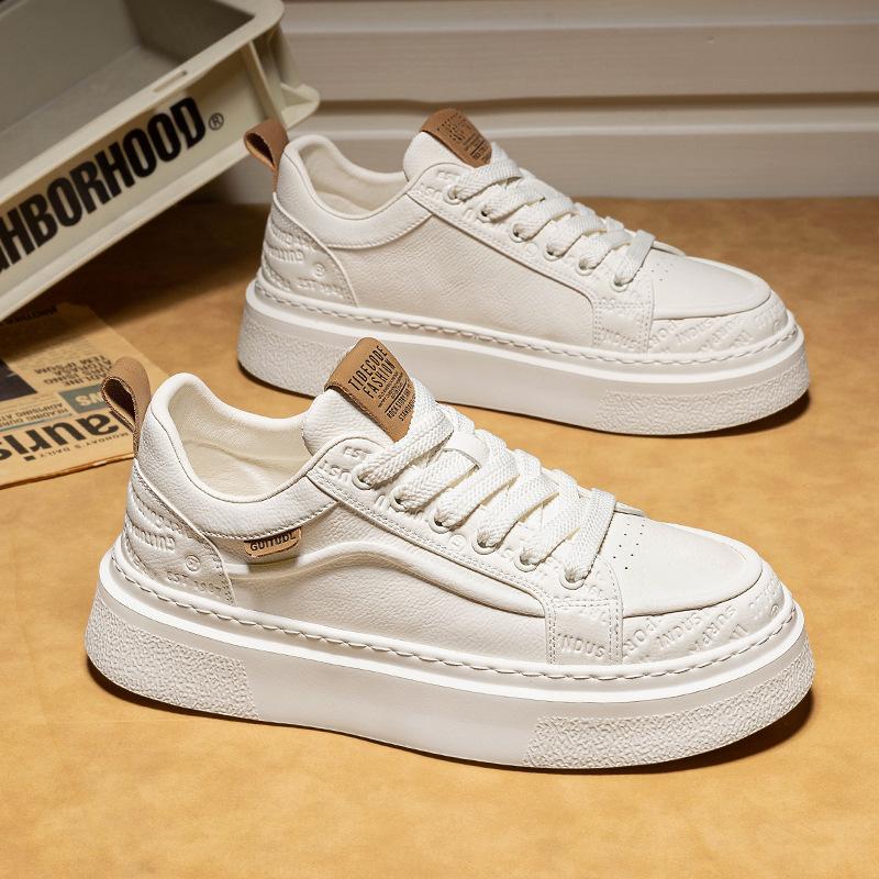 New Autumn Casual Board Shoes British Style Thick-soled Leather Shoes Flat-soled Heightening Little White Sports Shoes