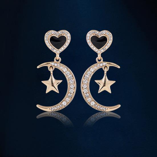 

Индивидуальные стильные и атмосферные серьги-гвоздики, инкрустированные цирконами, звездами и серьгами «Луна»