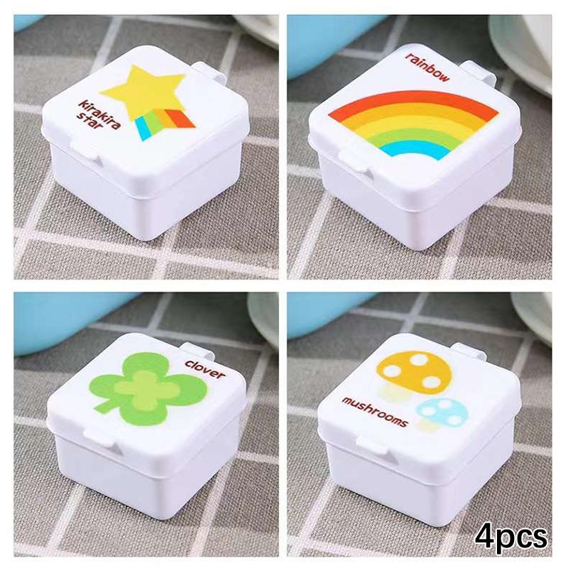 4Pcs Portable Square Seasoning Bottle Mini Ketchup Bottle Salad Dressing Container Soy Sauce Bottle With Lid Reusable Condiment Cups