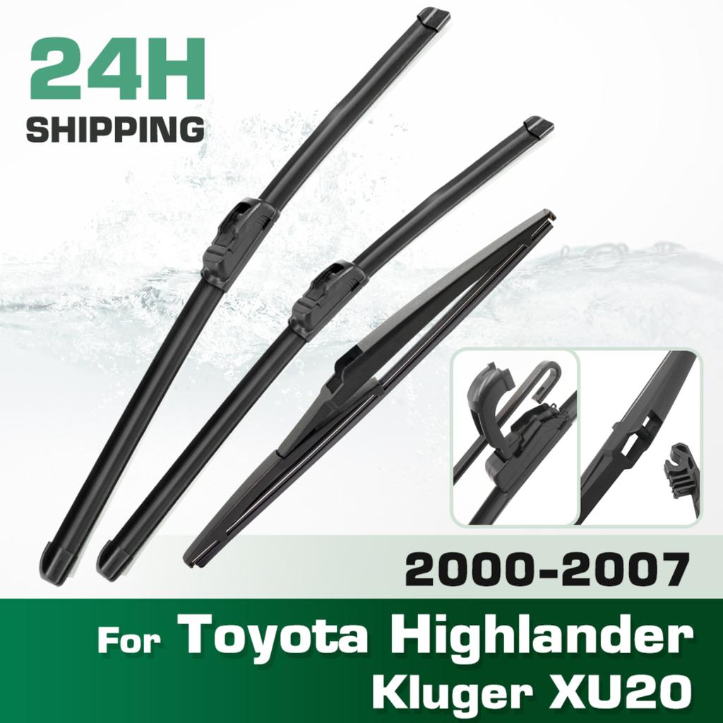 For Toyota Highlander Kluger XU20 2000-2007 2001 Wiper Front&Rear Wiper Blades Windshield Windscreen Window Brushes 22"+19"+12