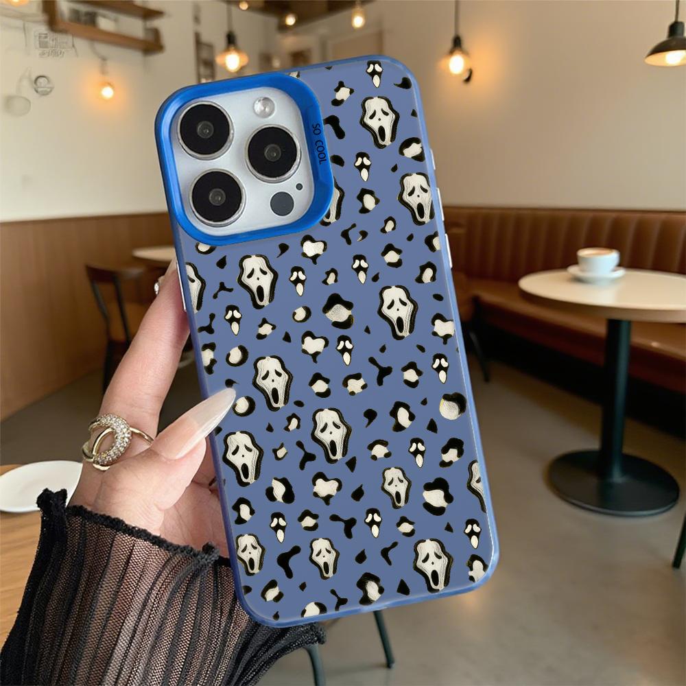 Ghost Face Pattern Shockproof Phone Case for Iphone 16 15 14 13 12 11 Pro Max/Mini Anti-Scratch Premium Hard Cover