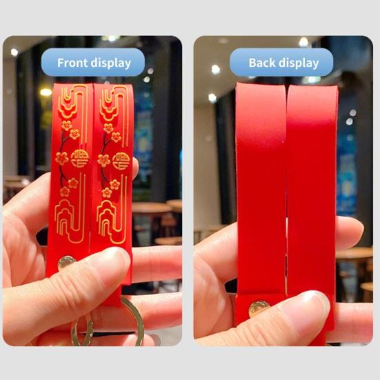 Kette Neujahr Sternzeichen Maskottchen Beste Wünsche Rot Dekorieren Blumendruck Schultasche Hase Schlüsselanhänger Geschenk