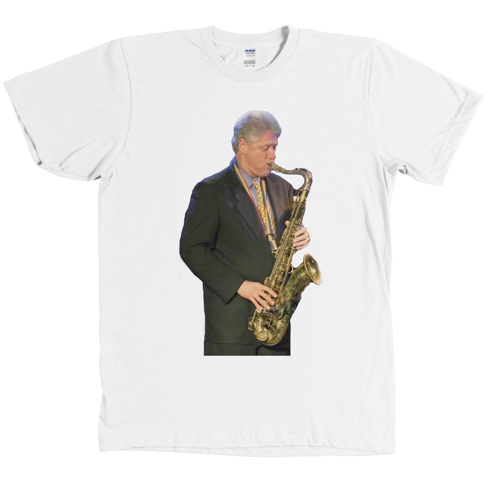 Bill Clinton Playing Saxophone Shirt Democrat Hillary President Tee - NEW S разноцветный