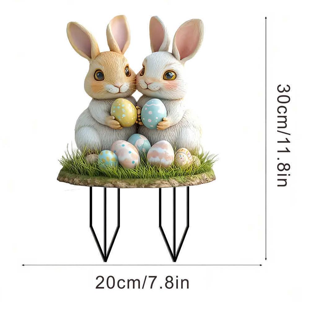 Acryl Gartenstecker Dekoration Osterhase Kaninchen Hof Rasenstecker Ornament Wasserdichte Hofstatue für Außendekoration