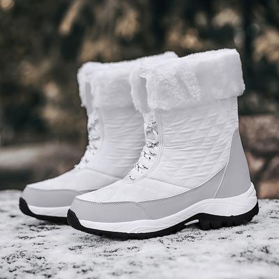 Winter Snow Boots Women High Top Lace-up Outdoor Warm Soft Plush Hiking Shoes Women Anti-slip Thick-soled Women Shoes