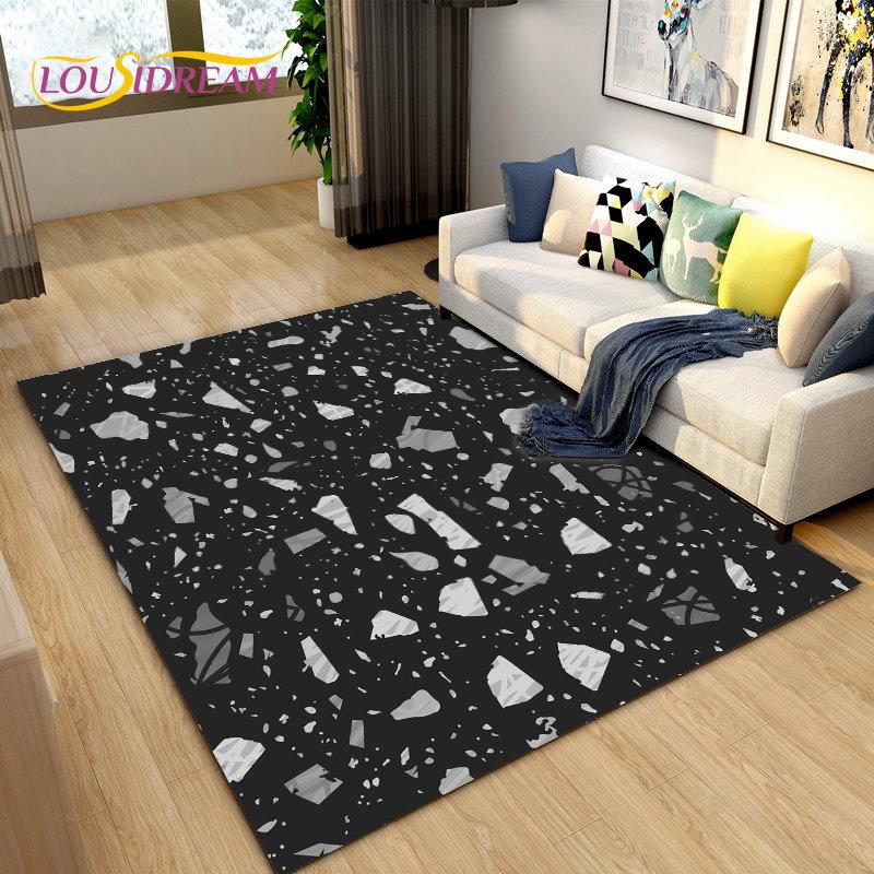 3D barva Drcený kámen Cesta štěrková plocha Koberec Velký,Koberec Koberec do obývacího pokoje Ložnice Pohovka Dekorace rohožky, Protiskluzová podložka
