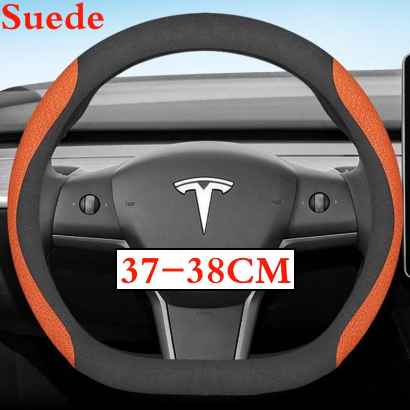 36-38 CM Potah volantu z semišové kůže pro Tesla Model 3 Y S X 2024 2025 2026 Příslušenství