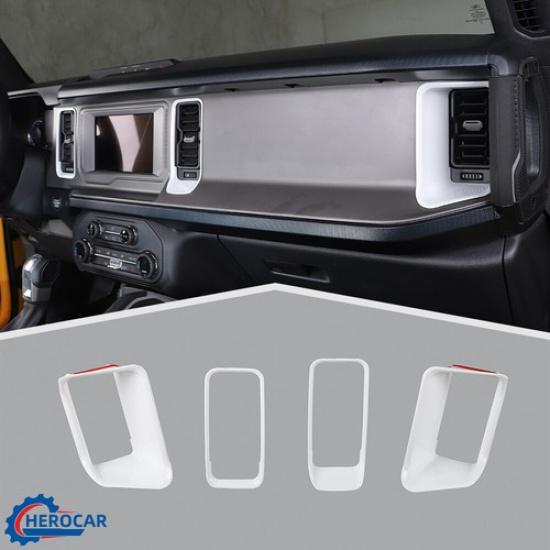 Klimaanlagen-Lüftungsauslass Armaturenbrett-Abdeckung Zierleiste für Ford Bronco -2025 Weißes ABS