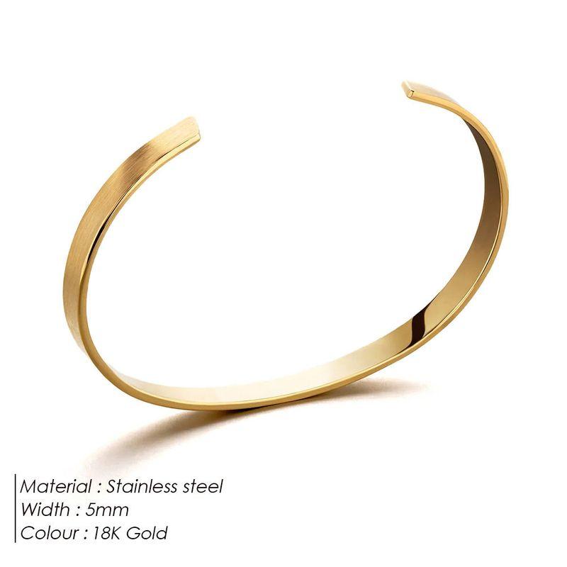 Titanium Steel Gold-Plated Bracelet, Cool White Modern Style Popular Accessory, European and American Simple Fashion Open-Ended Exquisite Bracelet Gold 5mm M