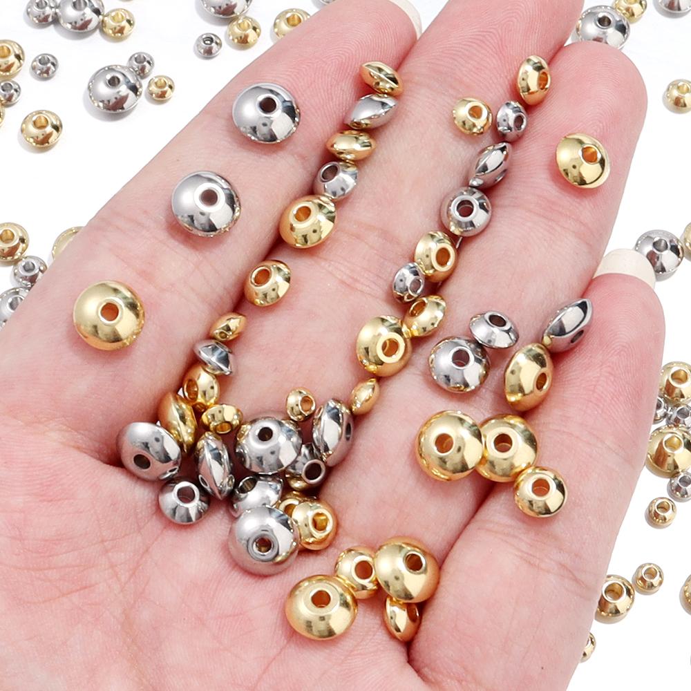20-50Pcs/Lot Stainless Steel Abacus Beads Multi Size Curved Surface Spacing Beads For Jewelry Making Diy Bracelet Accessories