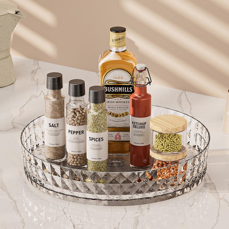 Seasoning Rotating Storage Rack Kitchen Multi functional Storage Rack Seasoning Soy Sauce Vinegar Easy to Find Storage Tray