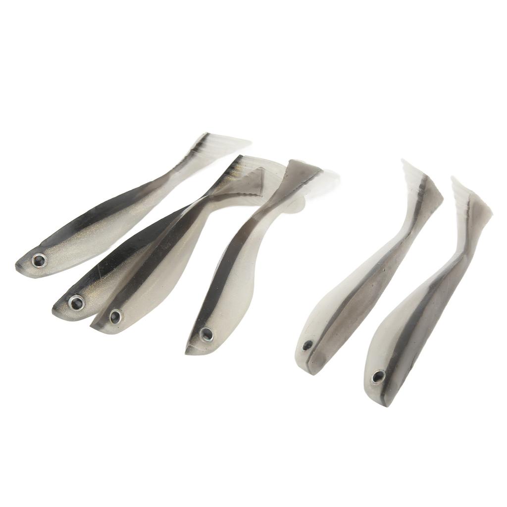 6 Stück 10cm Weicher Angelköder 2 Farben T-Schwanz Künstlicher Köder mit Schwarzem Rücken für Salzwasser Süßwasserangeln