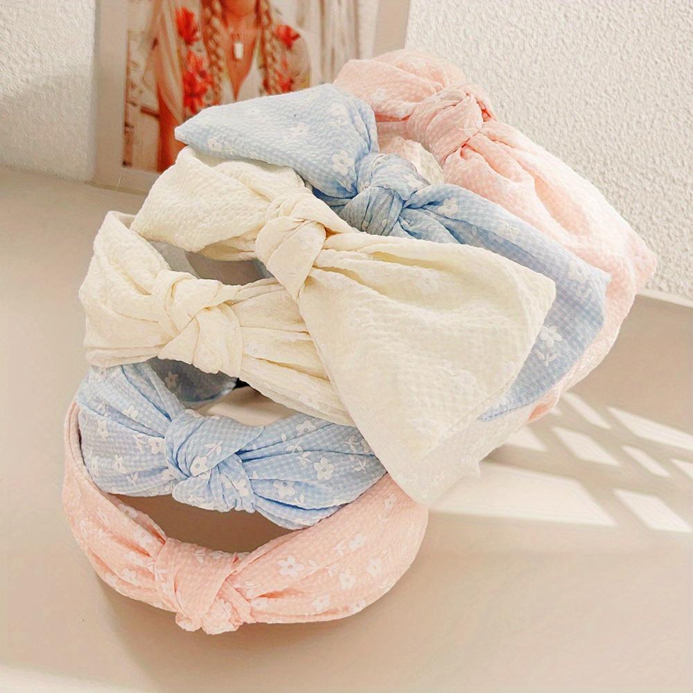 New 2025 Hair Styling Accessories Small Flower Hairbands for Women Girls Soft Wide Hoops Big Bowknot Cross Headband Summer Gift
