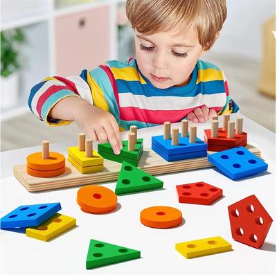 Montessori Holz-Sortier-Stapelspielzeug Puzzle für Kleinkinder und Kinder im Vorschulalter, Feinmotorik-Spielzeug für 1 Jahr
