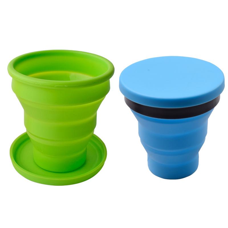 Tragbarer faltbarer Silikon-Wasserbecher mit Deckel für Reisen & Outdoor-Nutzung