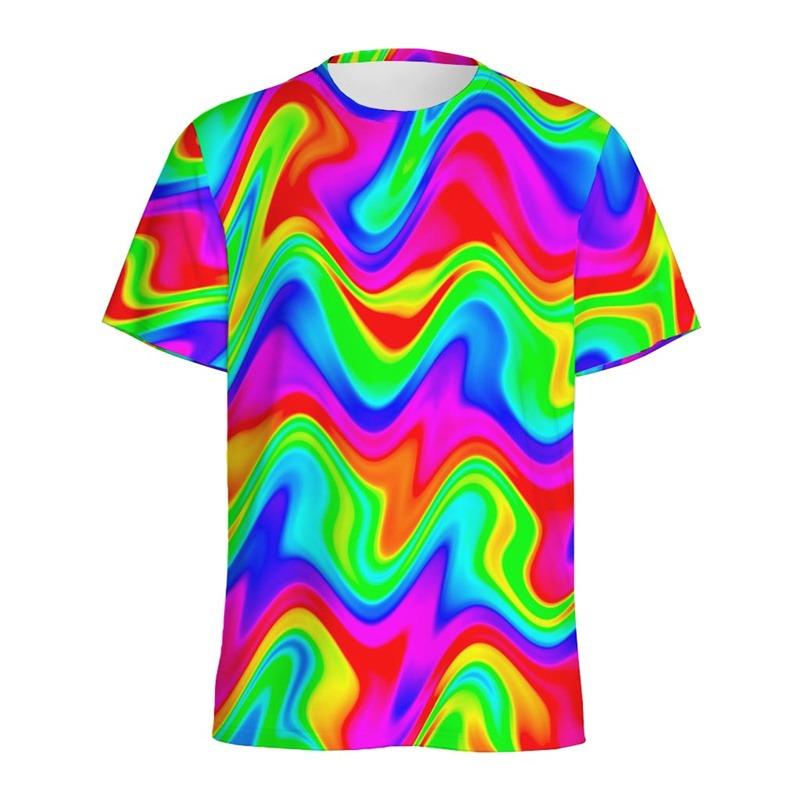 Abstract Colorful Liquid Trippy Pattern T Shirt For Men Summer Casual Round Neck Short Sleeve Tees Women Tops 3d Printed T-Shirt