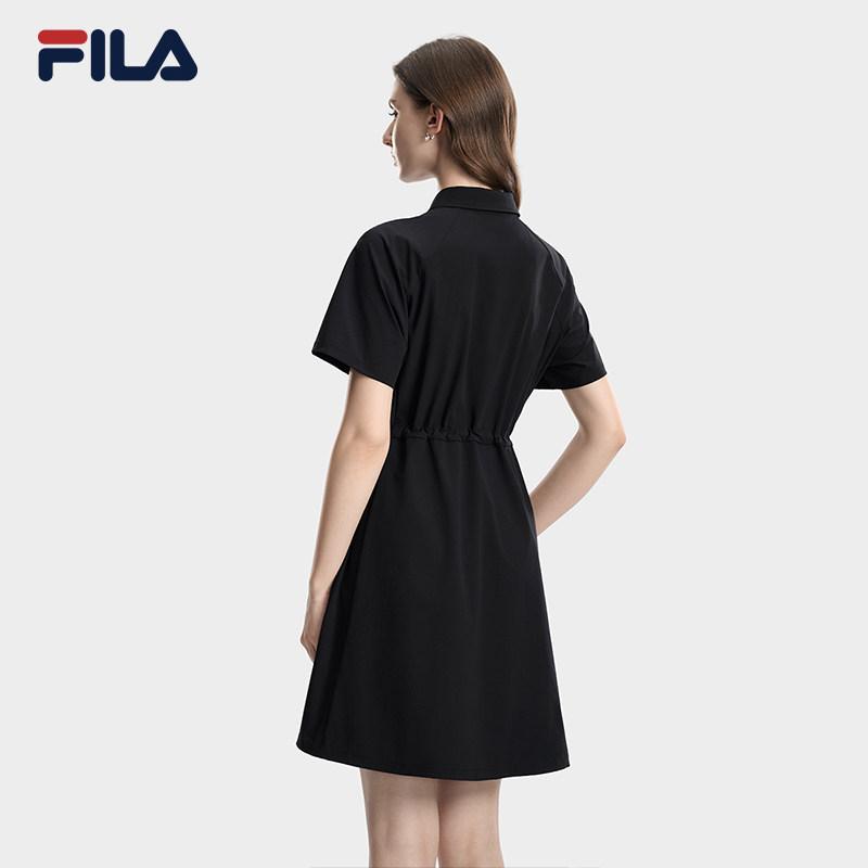 FILA White Simple Fashion Versatile Short Sleeve Dress Women dresses Black F11W633307FBK