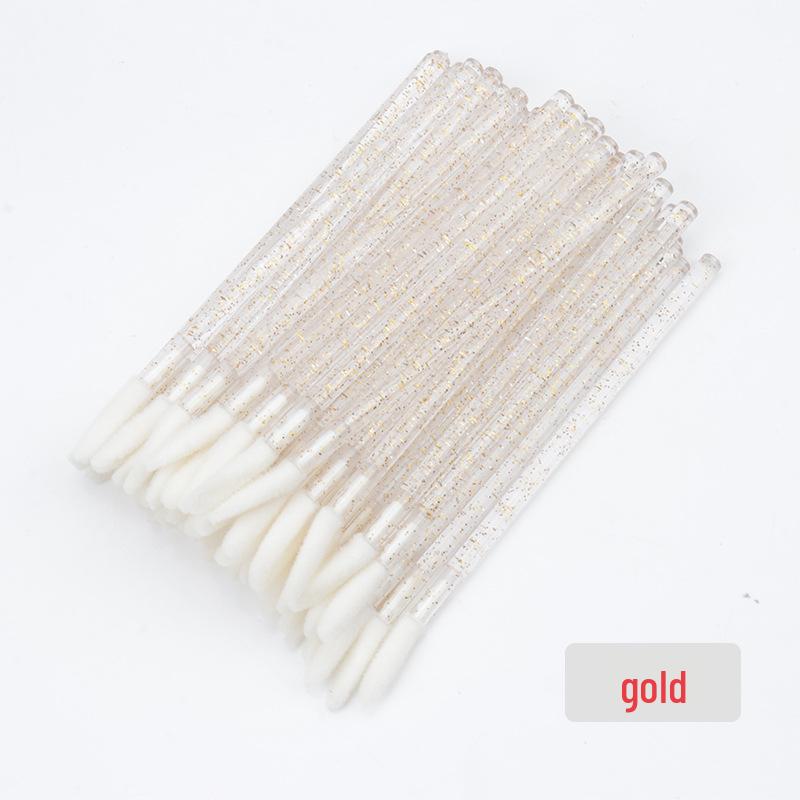 50-Pack Disposable Lip Brushes - Straight & Slanted Head Crystal Rods for Gloss and Lipstick Application
