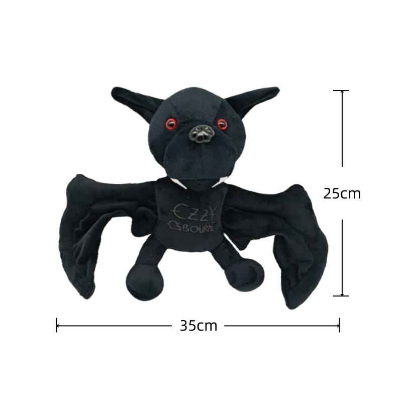 TreasuringU New 25cm Ozzy Osbourne Bat Plushie Halloween Black Bat Plush Toys Cartoon Horror Bat Stuffed Dolls Birthday Gifts