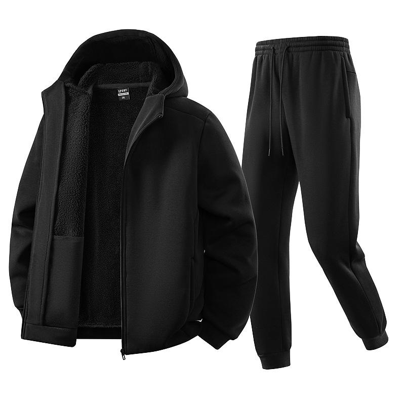 

Мужской спортивный костюм Зимний хлопковый спортивный костюм Толстый теплый худи+спортивные штаны Набор из 2 предметов Мужской кардиган Свитшот Набор 2XL