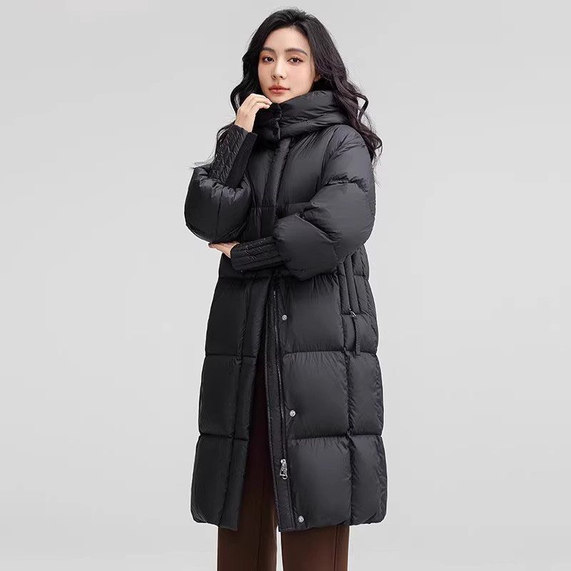 

Длинная пуховая куртка с хлопковой подкладкой, женская, зимняя, новая, толстая, со съемным капюшоном, повседневное свободное хлопковое пальто. XL чёрный