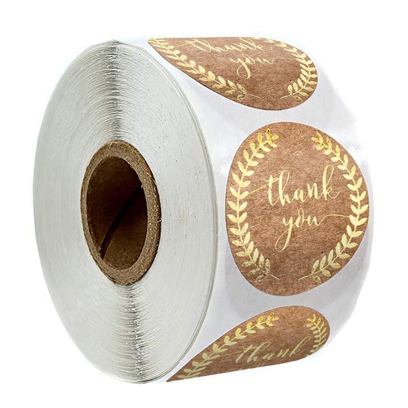 500pcs 1inch Kraft paper Thank You Stickers Seal Labels Small Business Supplies Handmade With Love Stickers Cute Stationery