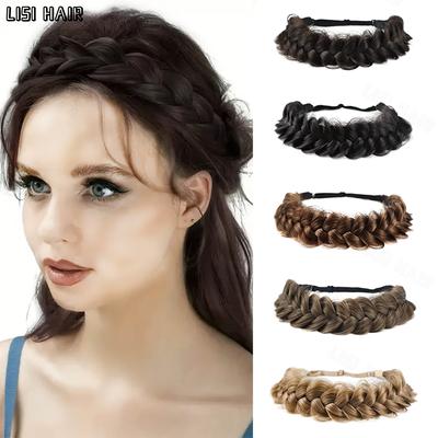Synthetic Classic 3-strand Elastic Braided Headband Wig Extensions Natural Wig Braids Suitable For Women Daily Cosplay Wear