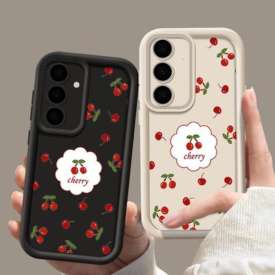 Kirschdruck Matte Weiche Handyhülle Für Samsung S25 Ultra S24 FE S23 Plus A16 A56 A55 A36 A06 A26 A15 A35 A05 Objektivschutz Stoßfeste TPU-Abdeckung
