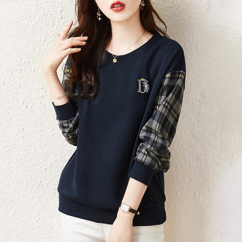 Women's Hoodless Sweatshirt: Stylish Long-Sleeved Top for Spring, Autumn & Winter 2023 - Large & Petite Sizes Available