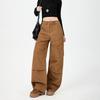 Trendy Women's Wide-Leg Casual Jeans with Patch Pockets & Pleats