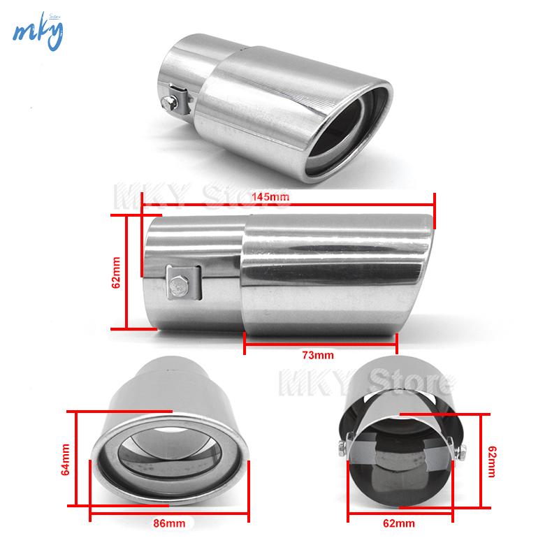Car Exhaust Muffler Tip Pipe Stainless Steel Chrome Trim Rear Tail Throat For Most Cars Car Exhaust Tailpipe Vehicle Exhaust End