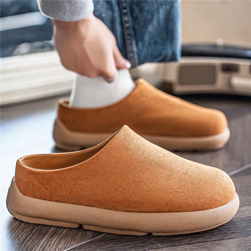 Men's Buck Ken Slip-On Half Slippers Big Head Mules Rubber Bottom Adult Commute Clogs Easy Wear Comfortable Lazy Shoes