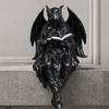Yousheng Halloween Reading Book Skeleton Figurine, Spooky Reading Devil Resin Sculpture, Gothic Black Robe Grim Reaper Statue for Home