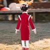 Red Girls' New Year's Clothing 1011 Winter New Fashion Improved Thickened European Cotton Lint Jacquard Daily Children's Cheongsam