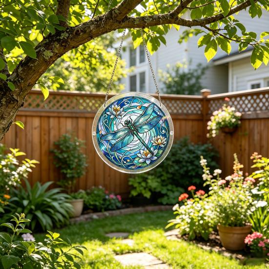 Acryl Puzzlesonnensammler, Lebensbaum/Blumen im Buntglas-Stil Fensterhänge-Dekoration, DIY Sonnensammler-Set für Zuhause, Garten