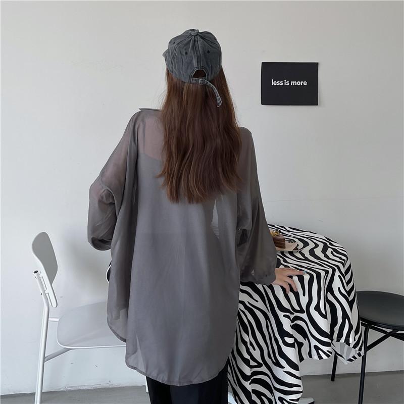 GMXIA Damen Sommer Sonnenbekleidung Hemd Dünne Durchsichtige Chiffon Jacke Tops